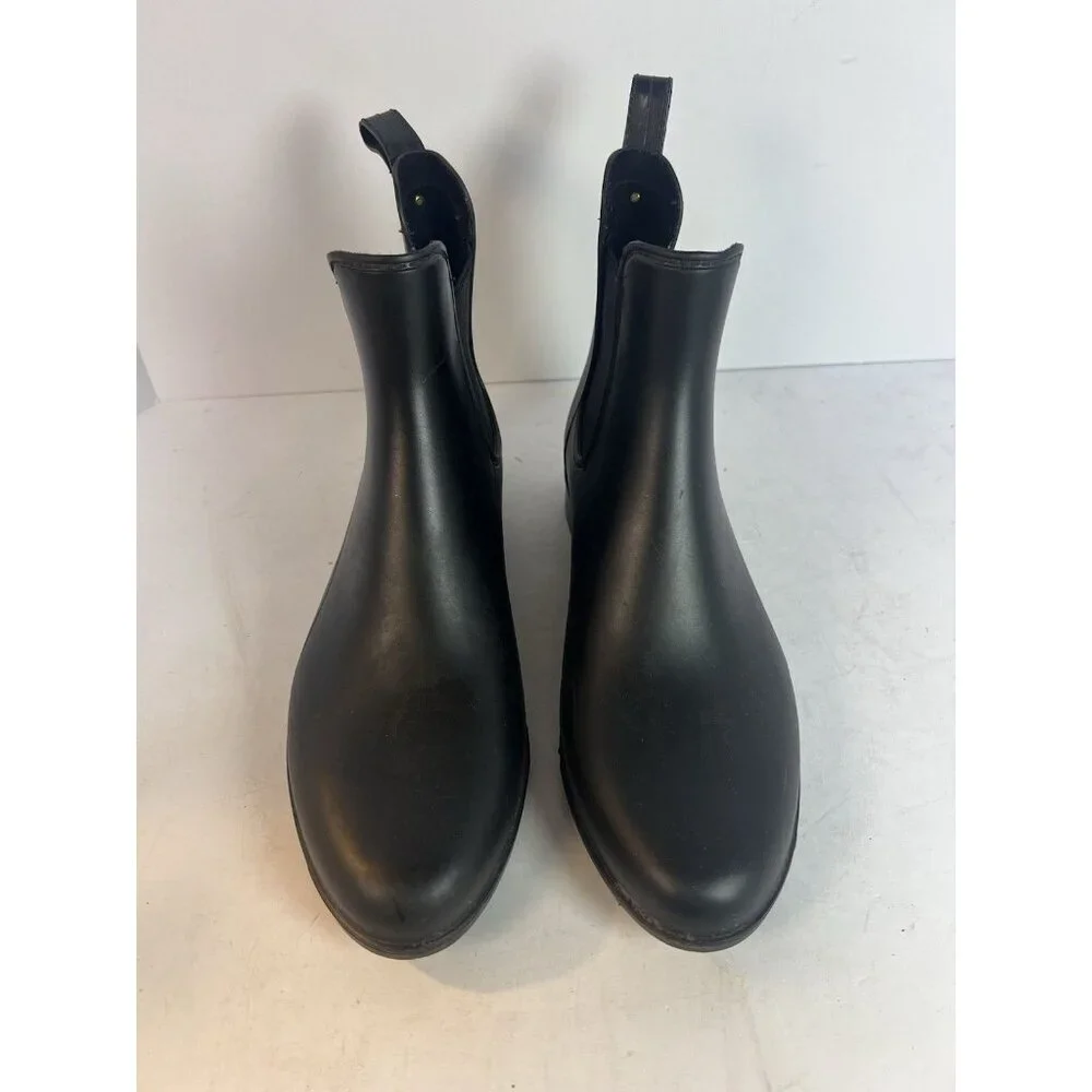 Sam Edelman Tinsley Black Matte Gold Logo Pointed Toe English Rain Boots Size 11 - Picture 3 of 6
